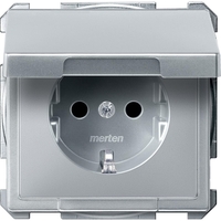 Розетка Schneider Electric MERTEN SYSTEM DESIGN, скрытый монтаж, с заземлением, с крышкой, со шторками, алюминий
