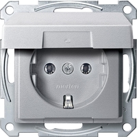 Розетка Schneider Electric MERTEN SYSTEM M, скрытый монтаж, с заземлением, с крышкой, алюминий