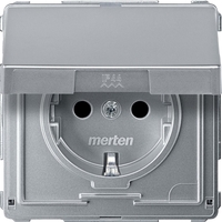 Розетка Schneider Electric MERTEN AQUADESIGN IP44, скрытый монтаж, с заземлением, с крышкой, со шторками, алюминий