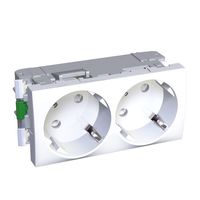 Розетка двухместная Schneider Electric ALTIRA, скрытый монтаж, с заземлением, со шторками, белый