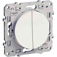 Выключатель 2-клавишный Schneider Electric ODACE, скрытый монтаж, белый