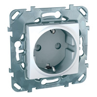 Розетка Schneider Electric UNICA, скрытый монтаж, с заземлением, со шторками, белый