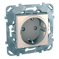 Розетка Schneider Electric UNICA, скрытый монтаж, с заземлением, со шторками, бежевый