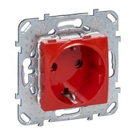 Розетка Schneider Electric UNICA, скрытый монтаж, с заземлением, со шторками, красный