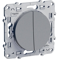 Переключатель 2-клавишный Schneider Electric ODACE, скрытый монтаж, алюминий
