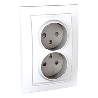 Розетка двухместная Schneider Electric UNICA, скрытый монтаж, со шторками, белый