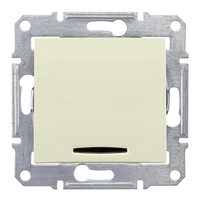 Переключатель 1-клавишный Schneider Electric SEDNA, с подсветкой, скрытый монтаж, бежевый