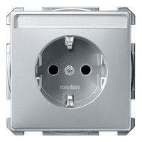 Розетка Schneider Electric MERTEN SYSTEM DESIGN, скрытый монтаж, с заземлением, со шторками, алюминий