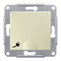 Розетка IP44 Schneider Electric SEDNA, скрытый монтаж, с заземлением, с крышкой, со шторками, винтовые клеммы, бежевый
