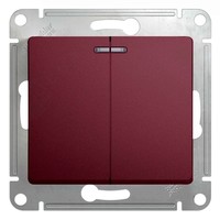 Выключатель 2-клавишный Schneider Electric GLOSSA, с подсветкой, скрытый монтаж, баклажановый