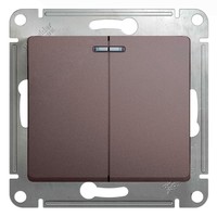 Выключатель 2-клавишный Schneider Electric GLOSSA, с подсветкой, скрытый монтаж, платина