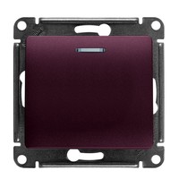 Переключатель 1-клавишный Schneider Electric GLOSSA, с подсветкой, скрытый монтаж, баклажановый