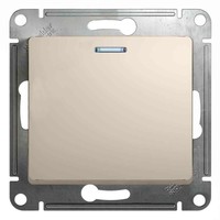 Переключатель 1-клавишный Schneider Electric GLOSSA, с подсветкой, скрытый монтаж, молочный