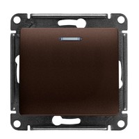 Выключатель 1-клавишный Schneider Electric GLOSSA, с подсветкой, скрытый монтаж, платина