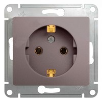 Розетка Schneider Electric GLOSSA, скрытый монтаж, с заземлением, платина