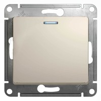 Выключатель 1-клавишный Schneider Electric GLOSSA, с подсветкой, скрытый монтаж, молочный