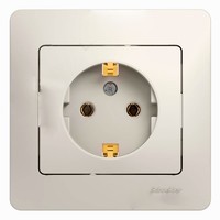 Розетка Schneider Electric GLOSSA, скрытый монтаж, с заземлением, молочный