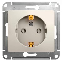 Розетка Schneider Electric GLOSSA, скрытый монтаж, с заземлением, со шторками, молочный