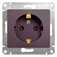 Розетка Schneider Electric GLOSSA, скрытый монтаж, с заземлением, со шторками, сиреневый туман