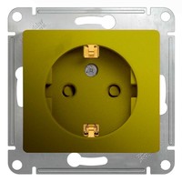 Розетка Schneider Electric GLOSSA, скрытый монтаж, с заземлением, со шторками, фисташковый