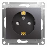 Розетка Schneider Electric GLOSSA, скрытый монтаж, с заземлением, со шторками, графит