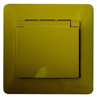 Розетка Schneider Electric GLOSSA, скрытый монтаж, с заземлением, с крышкой, со шторками, фисташковый