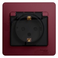 Розетка Schneider Electric GLOSSA, скрытый монтаж, с заземлением, с крышкой, со шторками, баклажановый