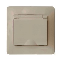 Розетка Schneider Electric GLOSSA, скрытый монтаж, с заземлением, с крышкой, со шторками, молочный