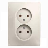 Розетка двухместная Schneider Electric GLOSSA, скрытый монтаж, молочный