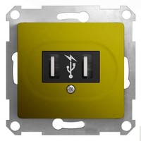 Розетка 2xUSB Schneider Electric GLOSSA, фисташковый