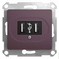 Розетка 2xUSB Schneider Electric GLOSSA, сиреневый туман