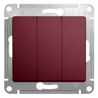 Выключатель 3-клавишный Schneider Electric GLOSSA, скрытый монтаж, платина