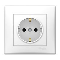 Розетка Schneider Electric SEDNA, скрытый монтаж, с заземлением, со шторками, в сборе, белый