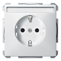 Розетка Schneider Electric MERTEN SYSTEM DESIGN, скрытый монтаж, с заземлением, со шторками, полярно-белый