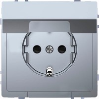 Розетка Schneider Electric MERTEN D-LIFE, скрытый монтаж, с заземлением, с крышкой, нержавеющая сталь