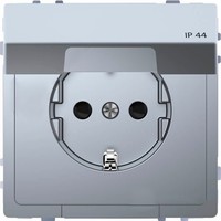 Розетка Schneider Electric MERTEN D-LIFE, скрытый монтаж, с заземлением, с крышкой, нержавеющая сталь