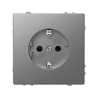 Розетка Schneider Electric MERTEN D-LIFE, скрытый монтаж, с заземлением, со шторками, нержавеющая сталь