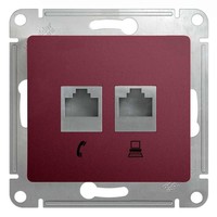 Розетка 2xRJ11+RJ45 Cat.5 Schneider Electric GLOSSA, баклажановый