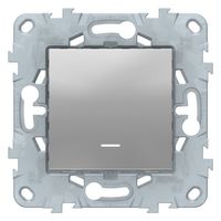 Выключатель 1-клавишный Schneider Electric UNICA NEW, с подсветкой, скрытый монтаж, алюминий