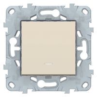Переключатель 1-клавишный Schneider Electric UNICA NEW, с подсветкой, скрытый монтаж, бежевый