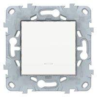 Выключатель 1-клавишный кнопочный Schneider Electric UNICA NEW, с подсветкой, скрытый монтаж, белый