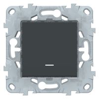 Выключатель 1-клавишный кнопочный Schneider Electric UNICA NEW, с подсветкой, скрытый монтаж, антрацит