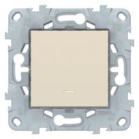 Выключатель 1-клавишный кнопочный Schneider Electric UNICA NEW, с подсветкой, скрытый монтаж, бежевый