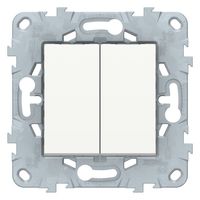 Переключатель 2-клавишный перекрестный Schneider Electric UNICA NEW, скрытый монтаж, белый