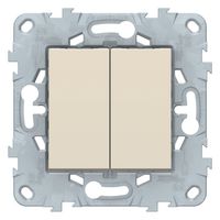 Переключатель 2-клавишный перекрестный Schneider Electric UNICA NEW, скрытый монтаж, бежевый