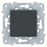 Переключатель 2-клавишный перекрестный Schneider Electric UNICA NEW, скрытый монтаж, антрацит