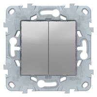Переключатель 2-клавишный перекрестный Schneider Electric UNICA NEW, скрытый монтаж, алюминий
