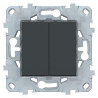 Выключатель 2-клавишный Schneider Electric UNICA NEW, скрытый монтаж, антрацит