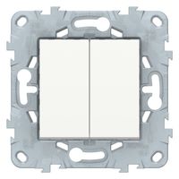 Выключатель 2-клавишный Schneider Electric UNICA NEW, скрытый монтаж, белый