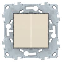 Выключатель 2-клавишный Schneider Electric UNICA NEW, скрытый монтаж, бежевый